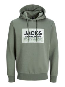 Jack & Jones Logotipas Megztinis su gobtuvu -Agave Green - 12253443