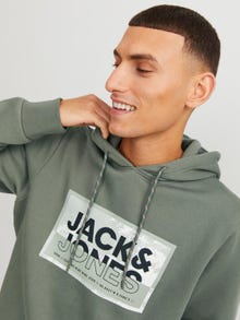 Jack & Jones Logo Kapuutsiga pusa -Agave Green - 12253443