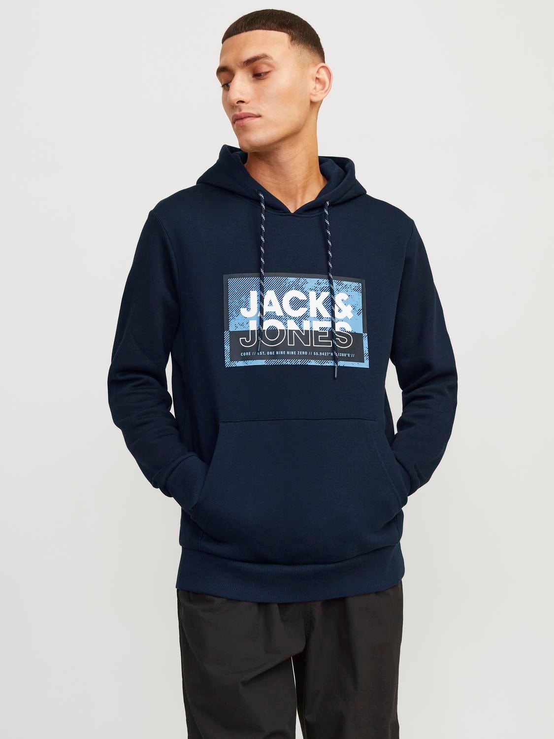 Jack & Jones Φούτερ με κουκούλα -Navy Blazer - 12253443