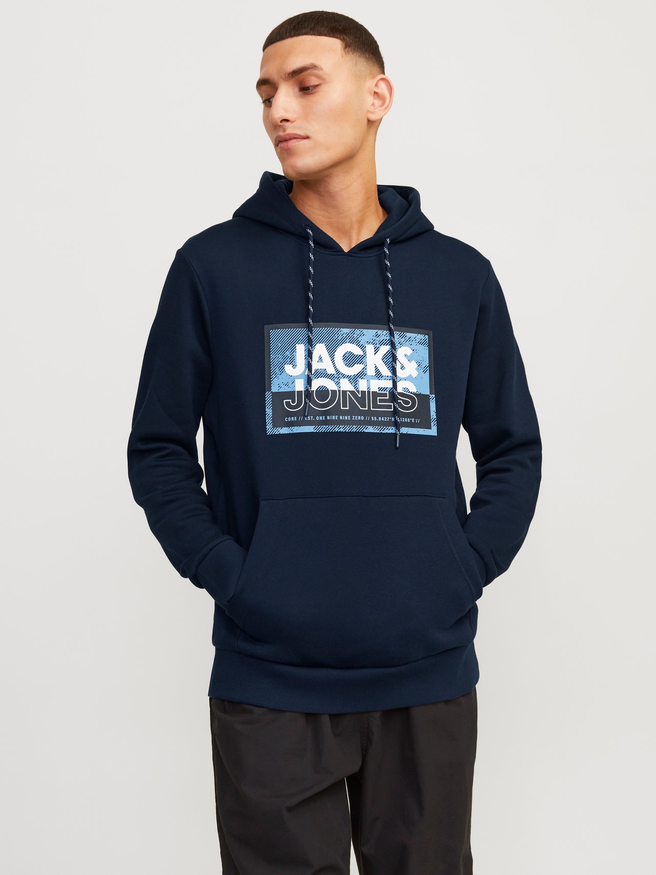 Jack & Jones Logo Hættetrøje -Navy Blazer - 12253443