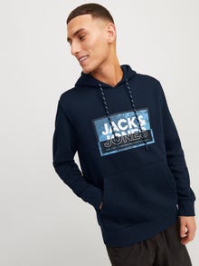 Jack & Jones Logo Hættetrøje -Navy Blazer - 12253443