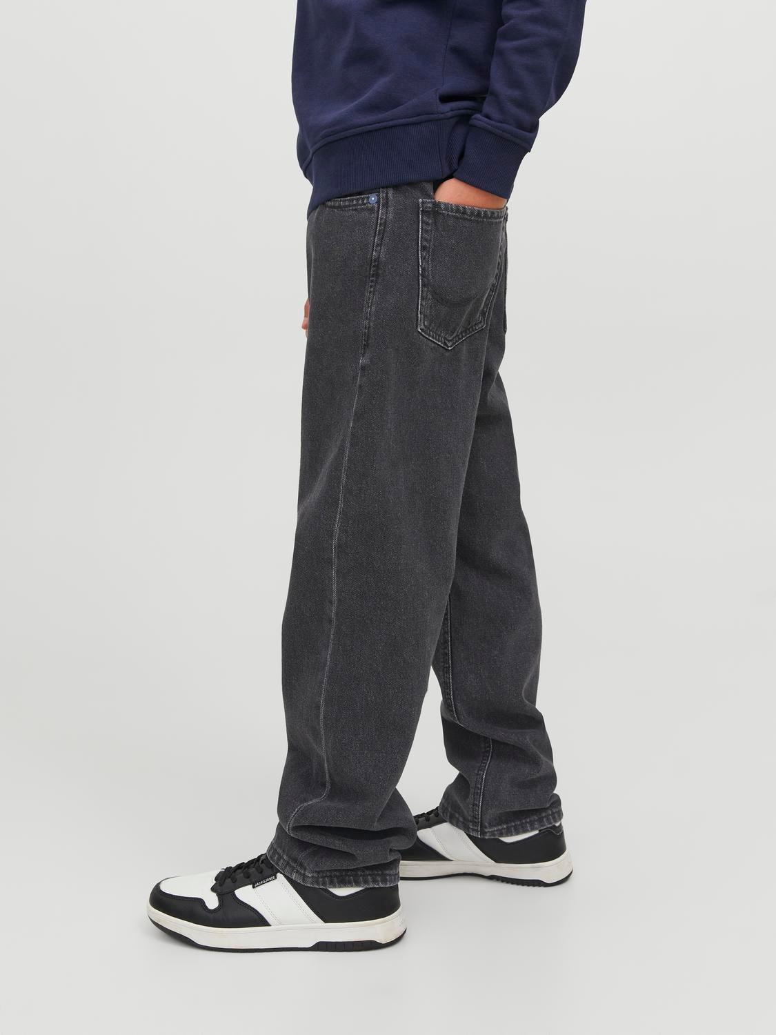 Jack & Jones JJICHRIS JJIORIGINAL SQ 955 Relaxed Fit Jeans Voor jongens -Black Denim - 12253506