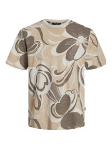 Jack & Jones All Over Print Okrągły dekolt T-shirt -Travertine - 12253552