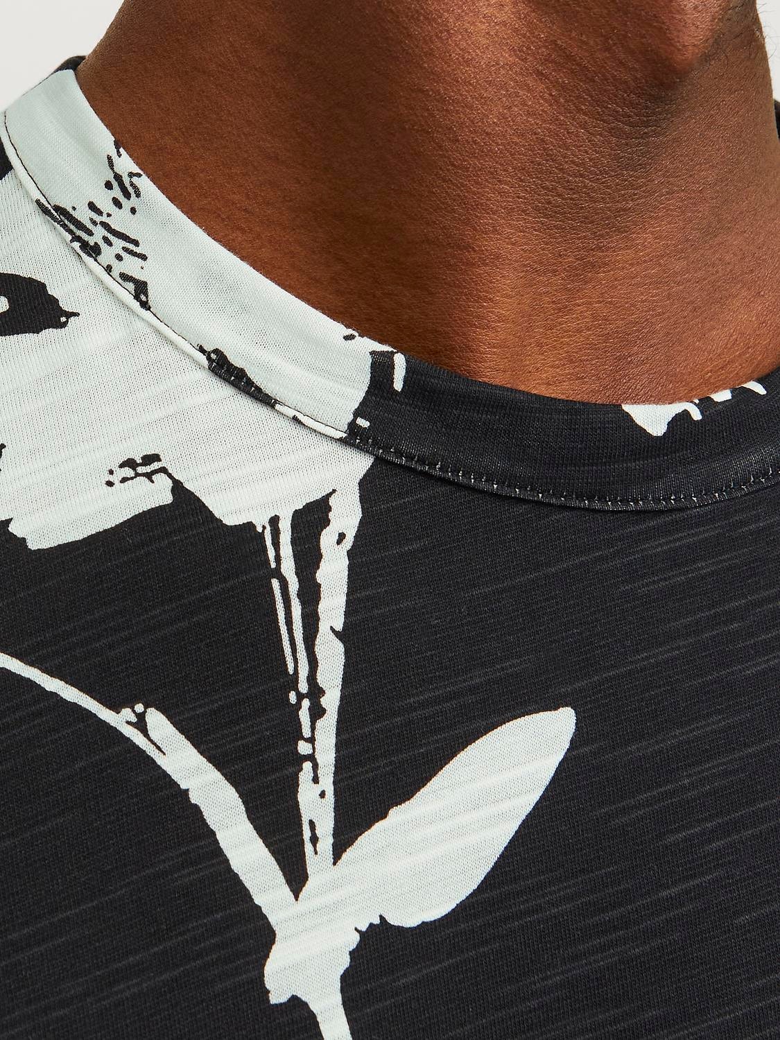Jack & Jones All Over Print Crew neck T-shirt -Black Onyx - 12253552