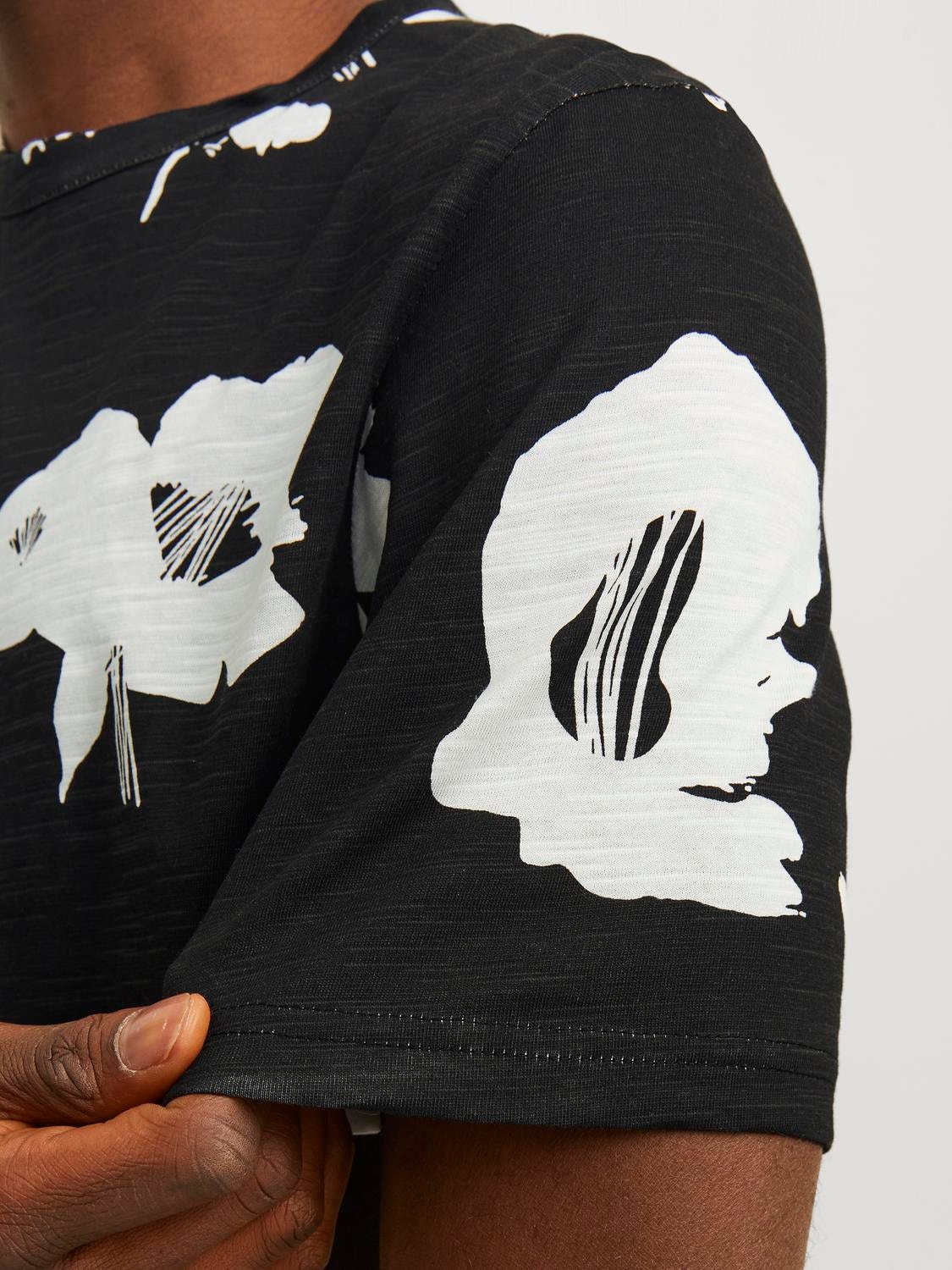Jack & Jones All Over Print Pyöreä pääntie T-paita -Black Onyx - 12253552