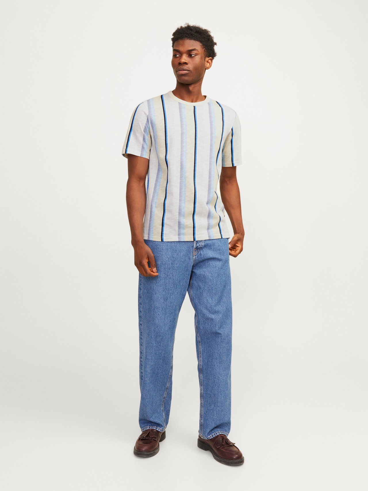 Jack & Jones Anyagában mintás Környak Trikó -Summer Sand - 12253552