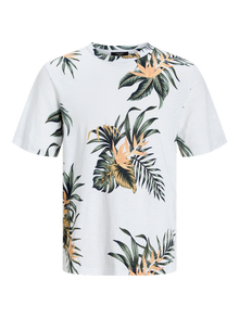 Jack & Jones All Over Print Okrągły dekolt T-shirt -White - 12253552