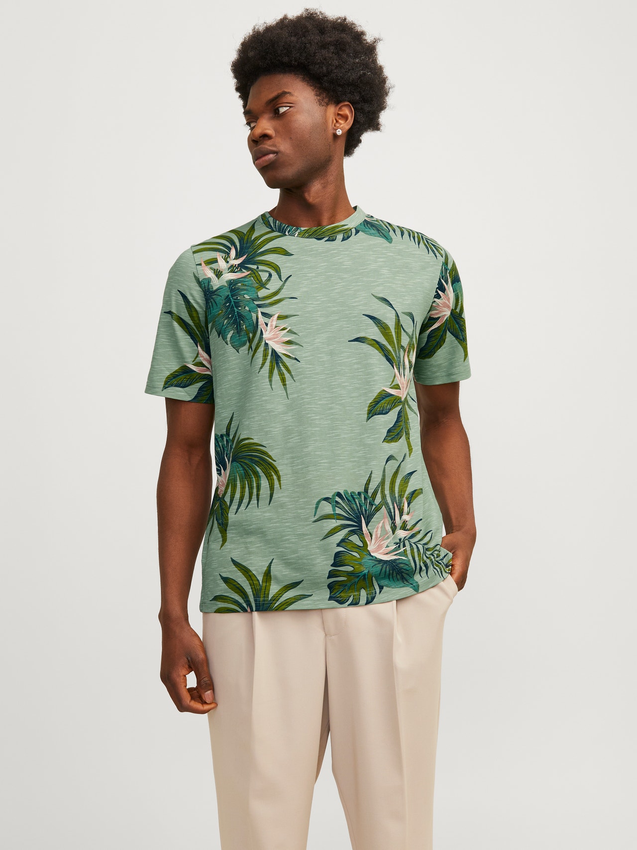 Jack & Jones T-shirt Estampado total Decote Redondo -Lily Pad - 12253552