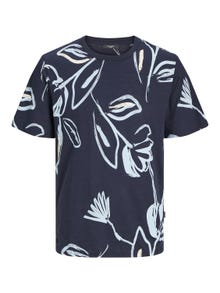 Jack & Jones All Over Print Crew neck T-shirt -Navy Blazer - 12253552