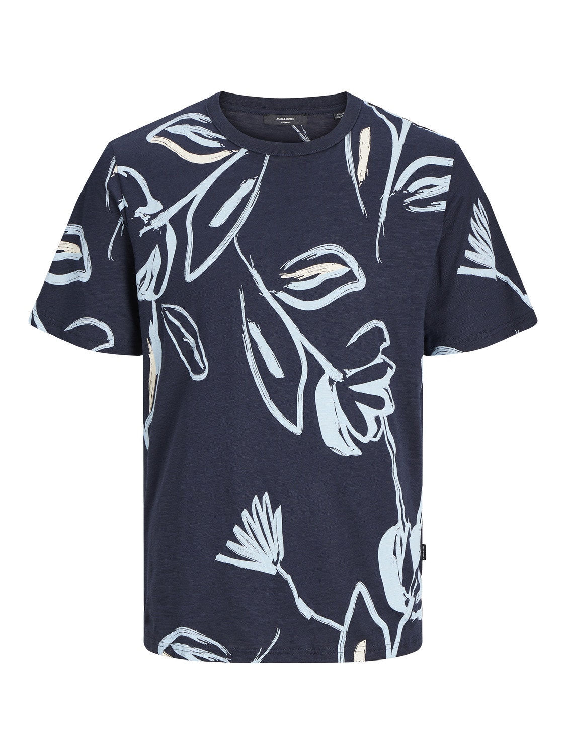 Jack & Jones All Over Print Rundringning T-shirt -Navy Blazer - 12253552