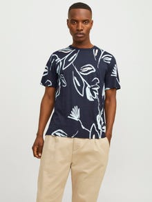 Jack & Jones All Over Print O-hals T-skjorte -Navy Blazer - 12253552