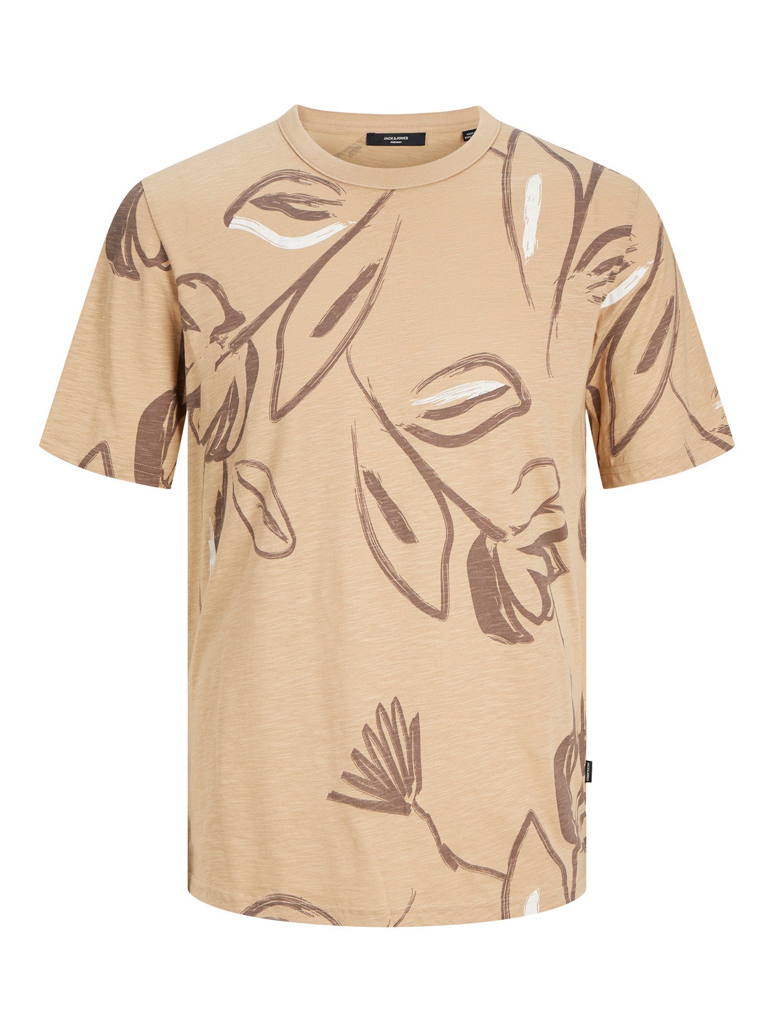 Jack & Jones All Over Print Crew neck T-shirt -Coffee Quartz - 12253552