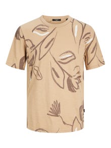 Jack & Jones All Over Print Rundhals T-shirt -Coffee Quartz - 12253552
