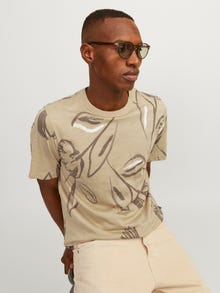 Jack & Jones All Over Print Crew neck T-shirt -Coffee Quartz - 12253552