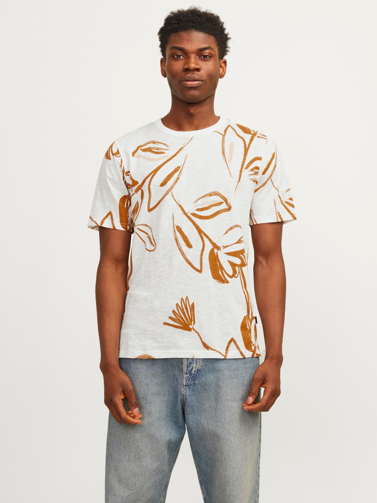 Jack & Jones Anyagában mintás Környak Trikó -Sudan Brown  - 12253552