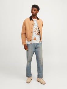 Jack & Jones Anyagában mintás Környak Trikó -Sudan Brown  - 12253552