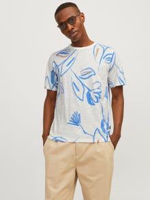 Jack & Jones All-Over Print Ronde hals T-shirt -Cloud Dancer - 12253552