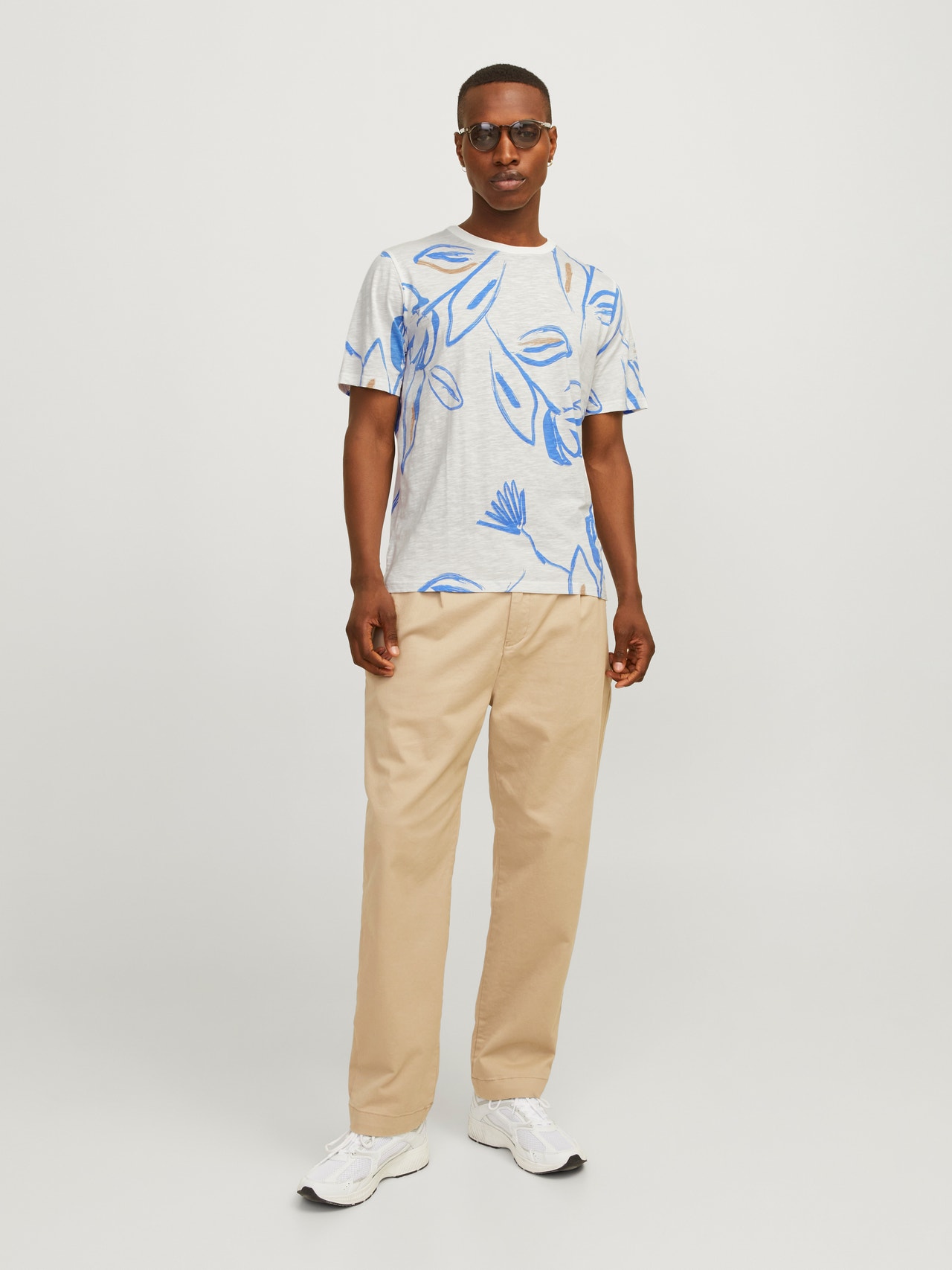 Jack & Jones All Over Print O-hals T-skjorte -Cloud Dancer - 12253552