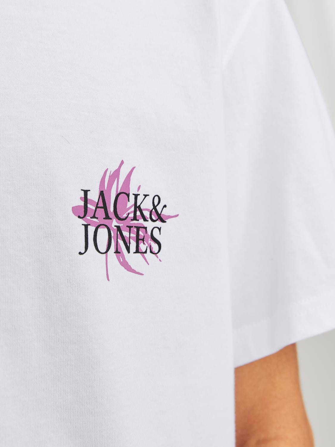 Jack & Jones Printed Crew neck T-shirt -Bright White - 12253602