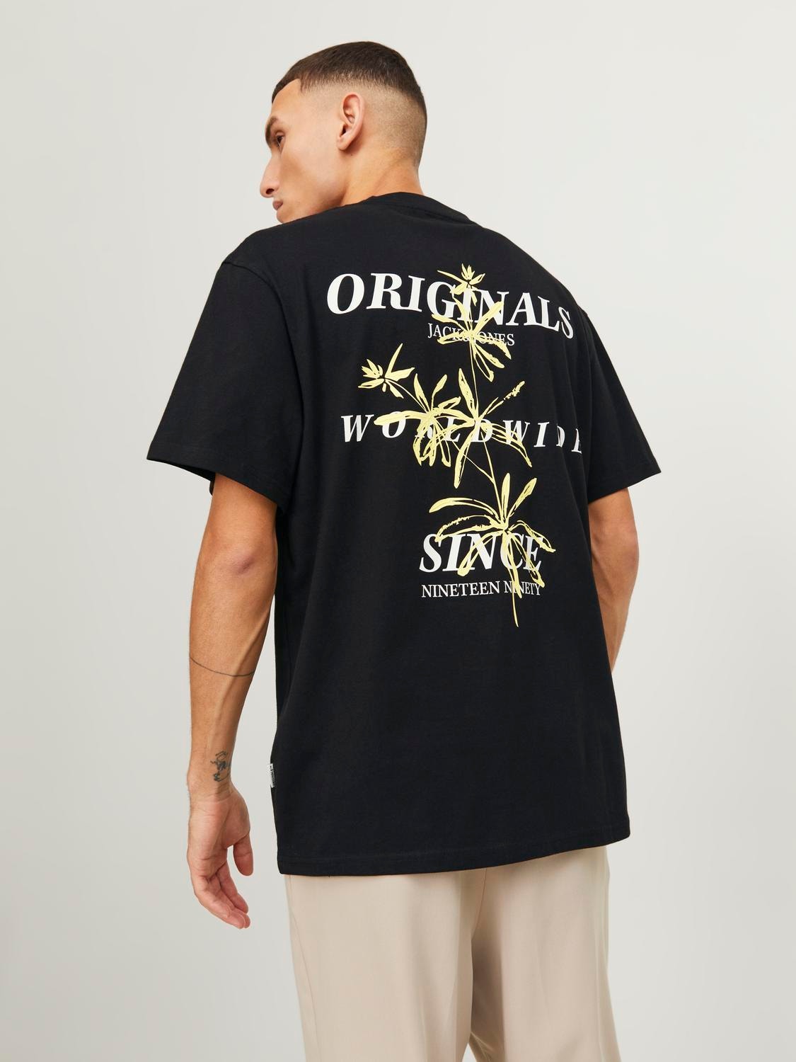 Jack & Jones Printed Crew neck T-shirt -Black - 12253602
