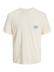 Jack & Jones Tryck Rundringning T-shirt -Buttercream - 12253602