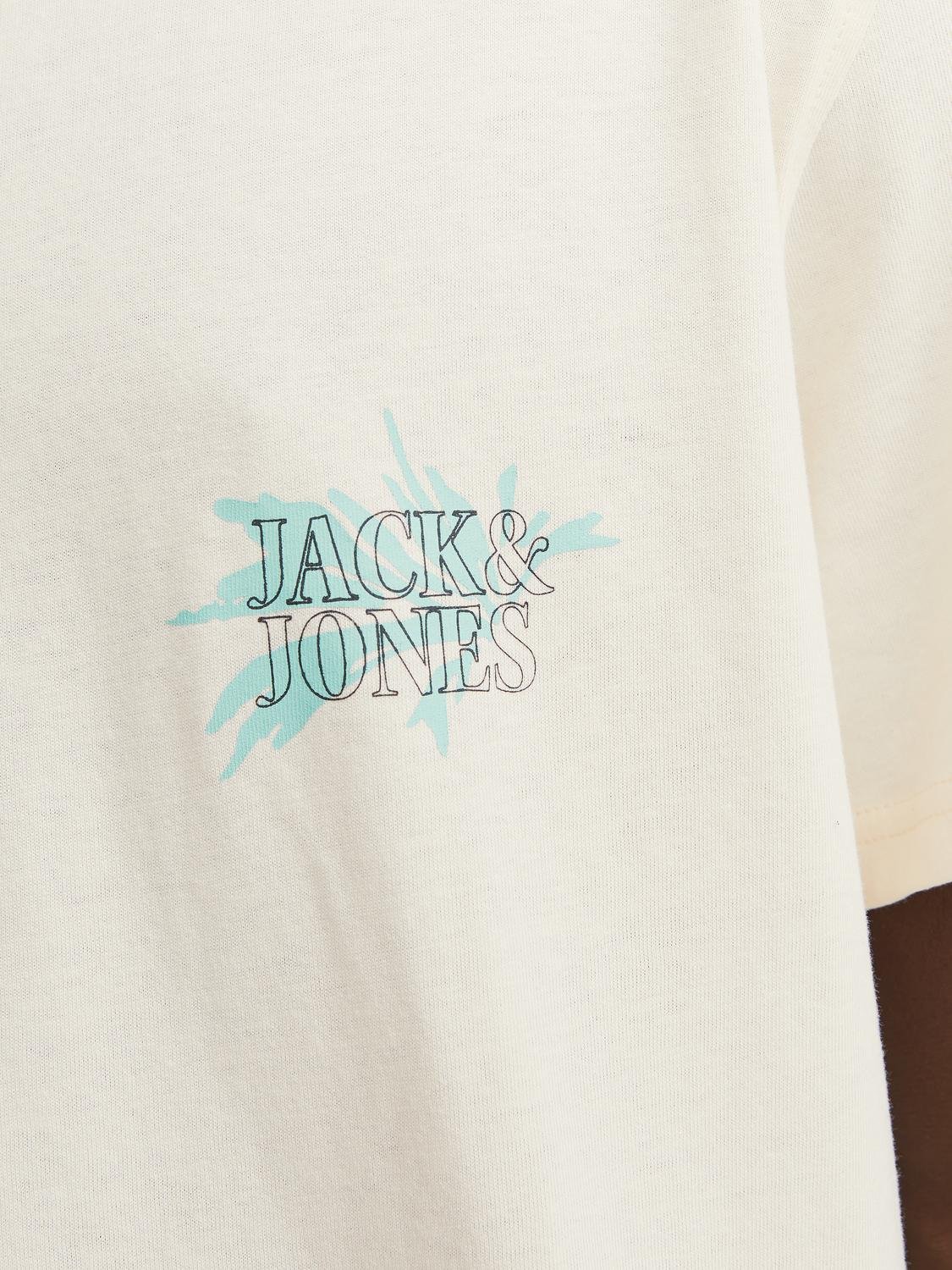 Jack & Jones Printed Crew neck T-shirt -Buttercream - 12253602