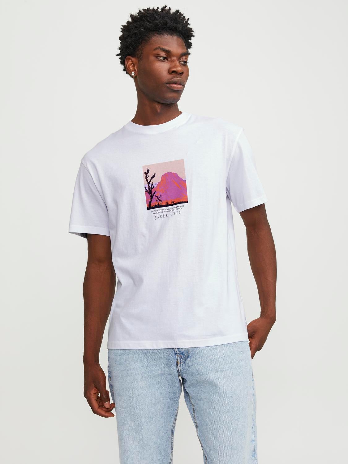 T-shirt Imprimé Col Rond - Jack & Jones - Modalova