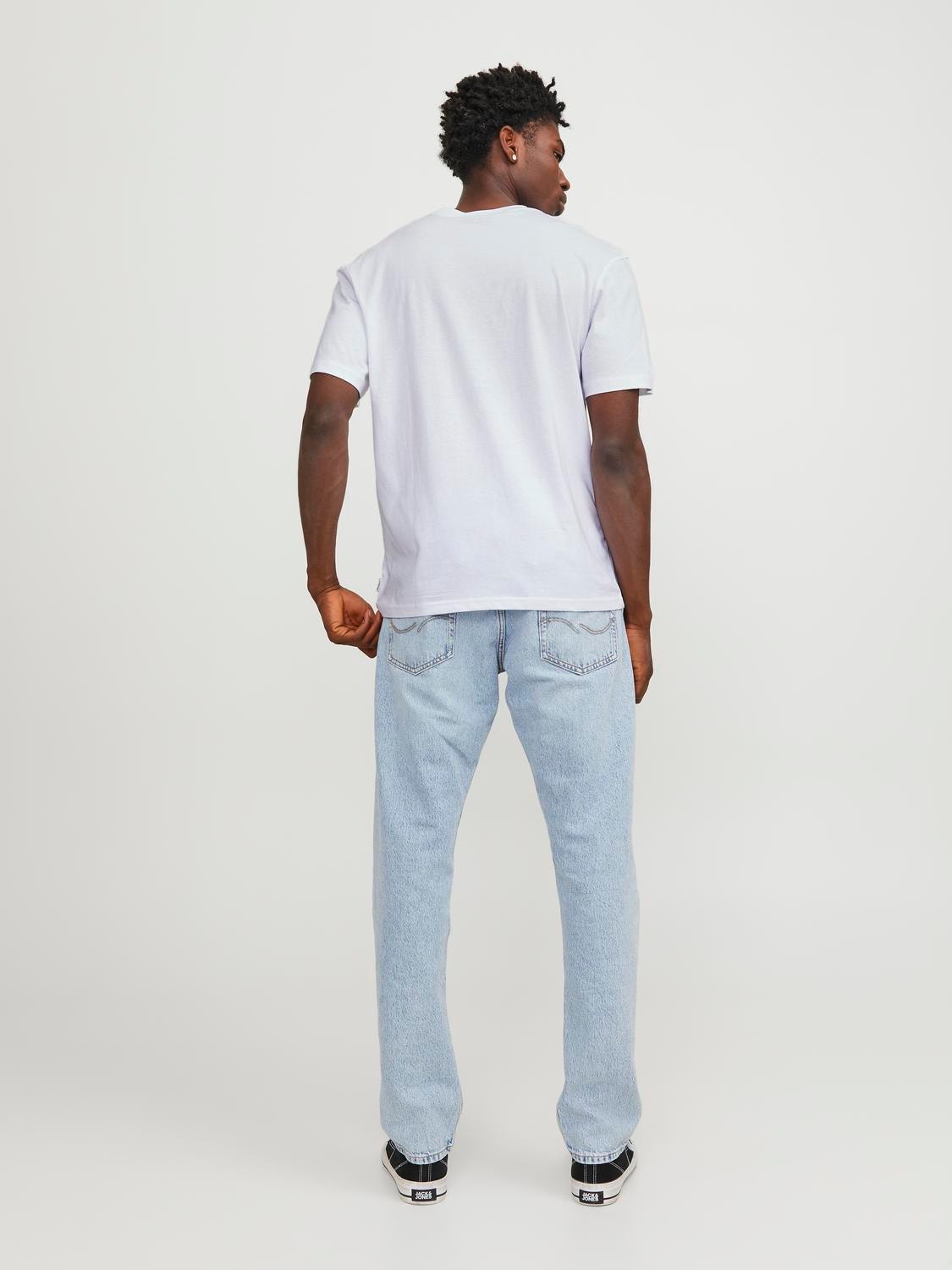 Jack & Jones Nyomott mintás Környak Trikó -Bright White - 12253613