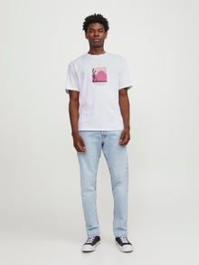 Jack & Jones Nyomott mintás Környak Trikó -Bright White - 12253613