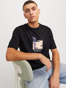 Jack & Jones Printet Crew neck T-shirt -Black - 12253613