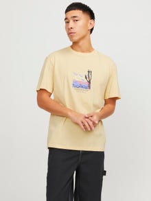 Jack & Jones Printed Crew neck T-shirt -Italian Straw - 12253613