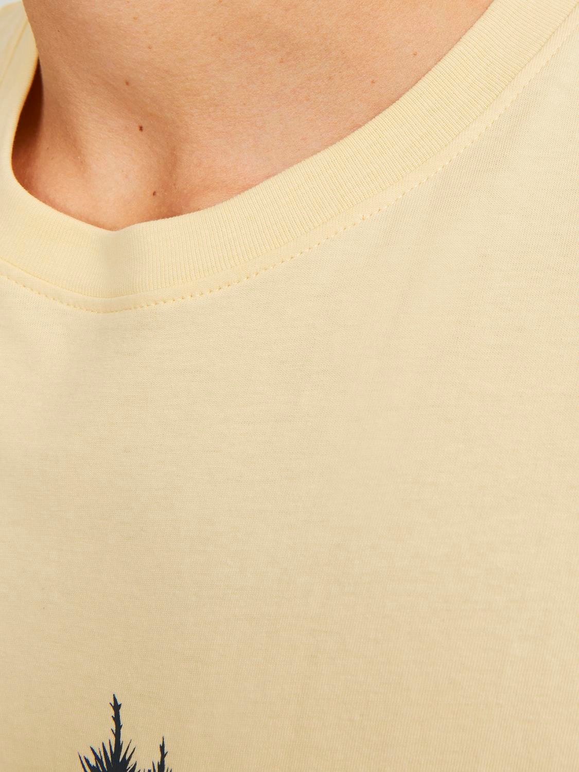 Jack & Jones Printed Crew neck T-shirt -Italian Straw - 12253613