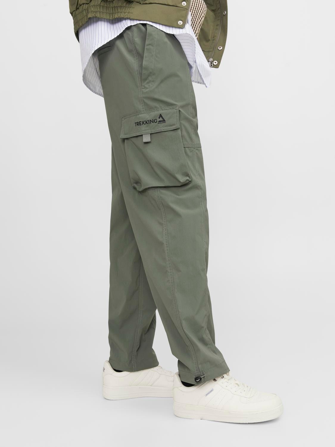 Jack & Jones Loose Fit „Cargo“ stiliaus kelnės -Agave Green - 12253626