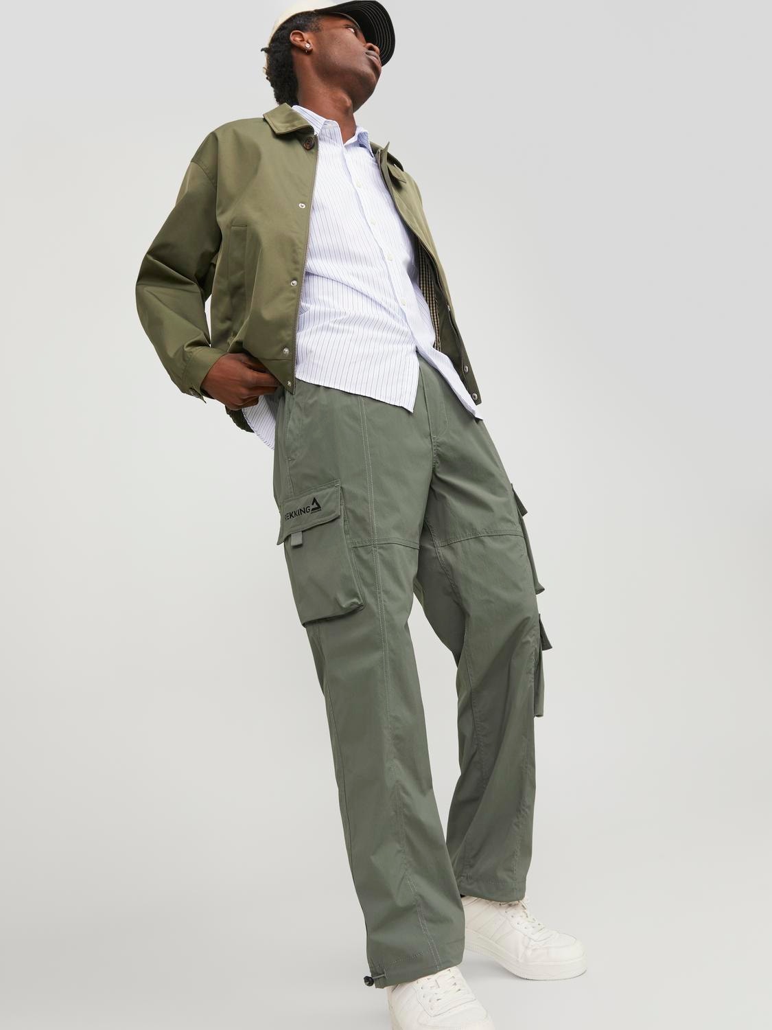 Jack & Jones Loose Fit „Cargo“ stiliaus kelnės -Agave Green - 12253626