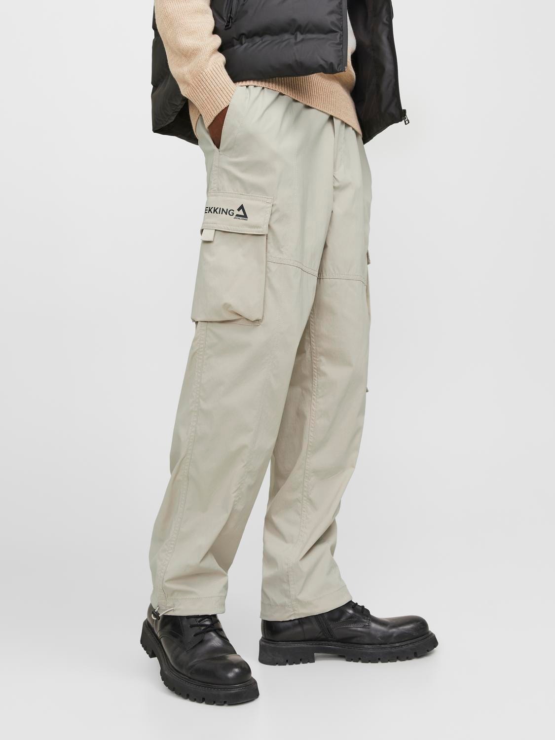 Jack & Jones Loose Fit Spodnie bojówki -Silver Cloud - 12253626