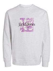 Jack & Jones Tryck Crewneck tröja -White Melange - 12253652