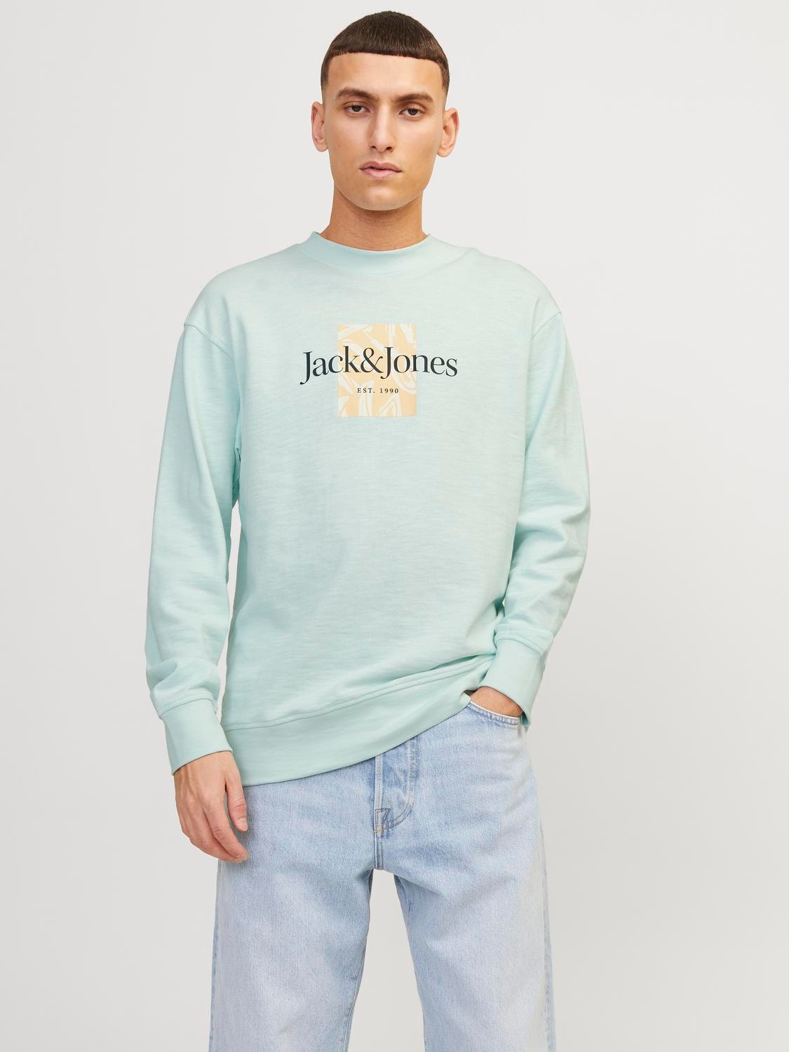 Jack & Jones Printed Crewn Neck Sweatshirt -Skylight - 12253652