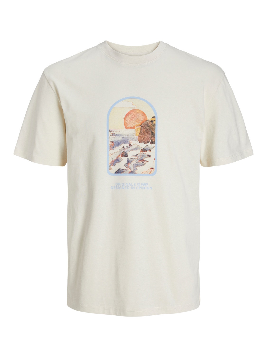 Jack & Jones Tryck Rundringning T-shirt -Buttercream - 12253679