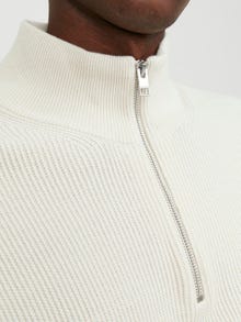 Jack & Jones Enfärgat Stickad tröja med halv dragkedja -Almond Milk - 12253684
