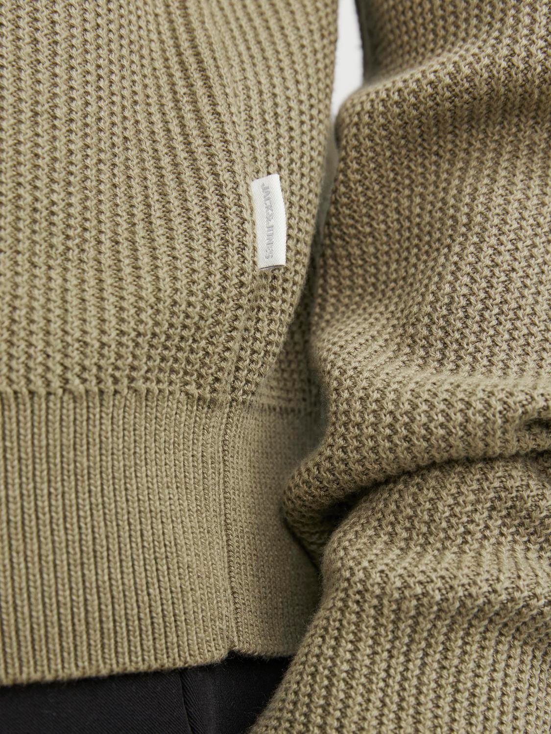 Jack & Jones Enfärgat Stickad tröja med halv dragkedja -Aloe - 12253684