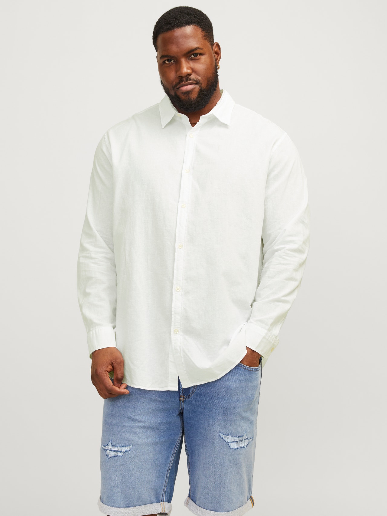 Jack & Jones Plus Size Camisa Slim Fit -White - 12253720