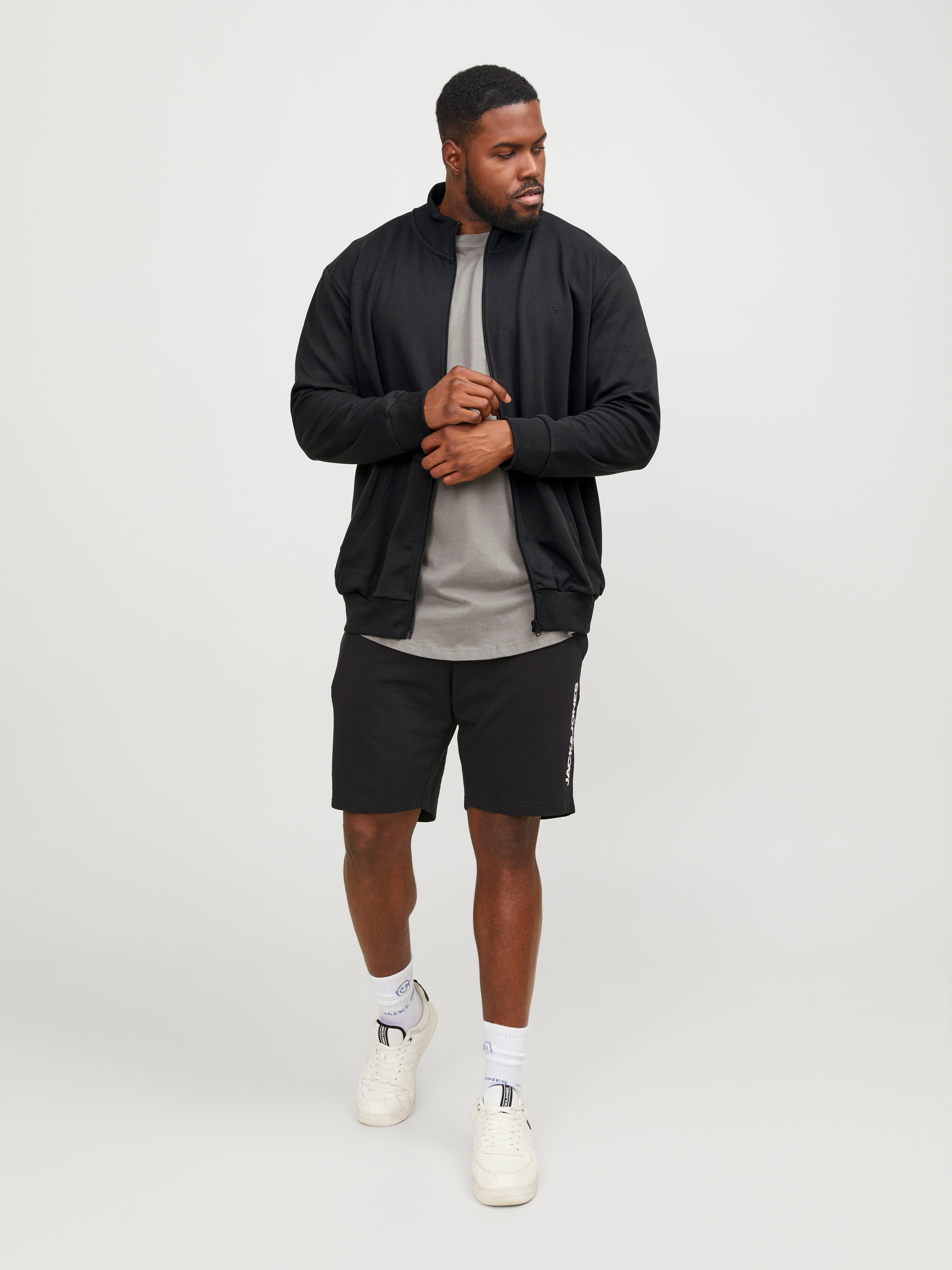 Thumbnail - Plus Size Einfarbig Sweatshirt Mit Reißverschluss