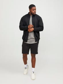 Jack & Jones Plus Size Plain Zip Sweatshirt -Black - 12253745