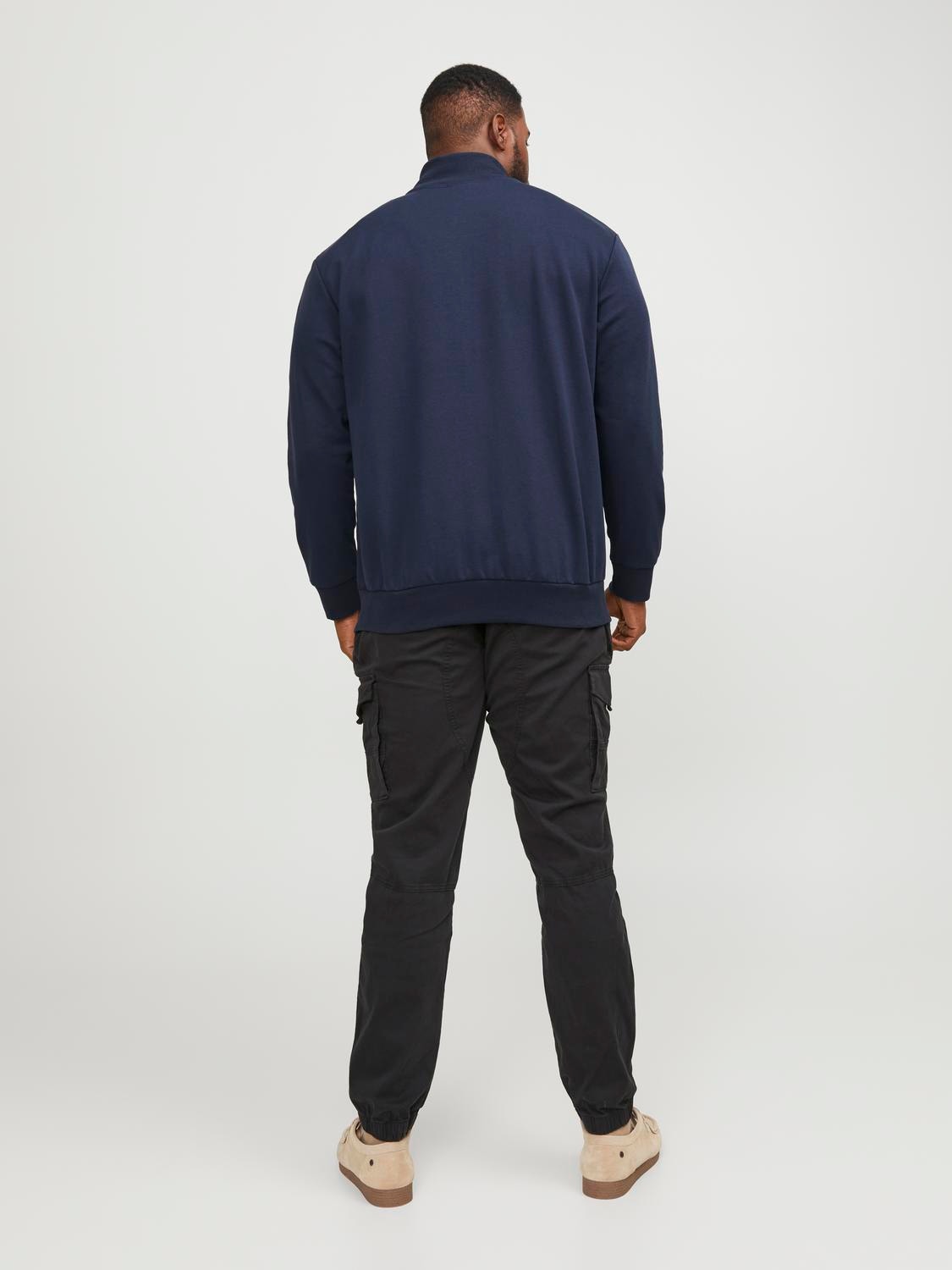 Plus Size Ühevärviline Zip Sweatshirt | Dark Blue | Jack & Jones®