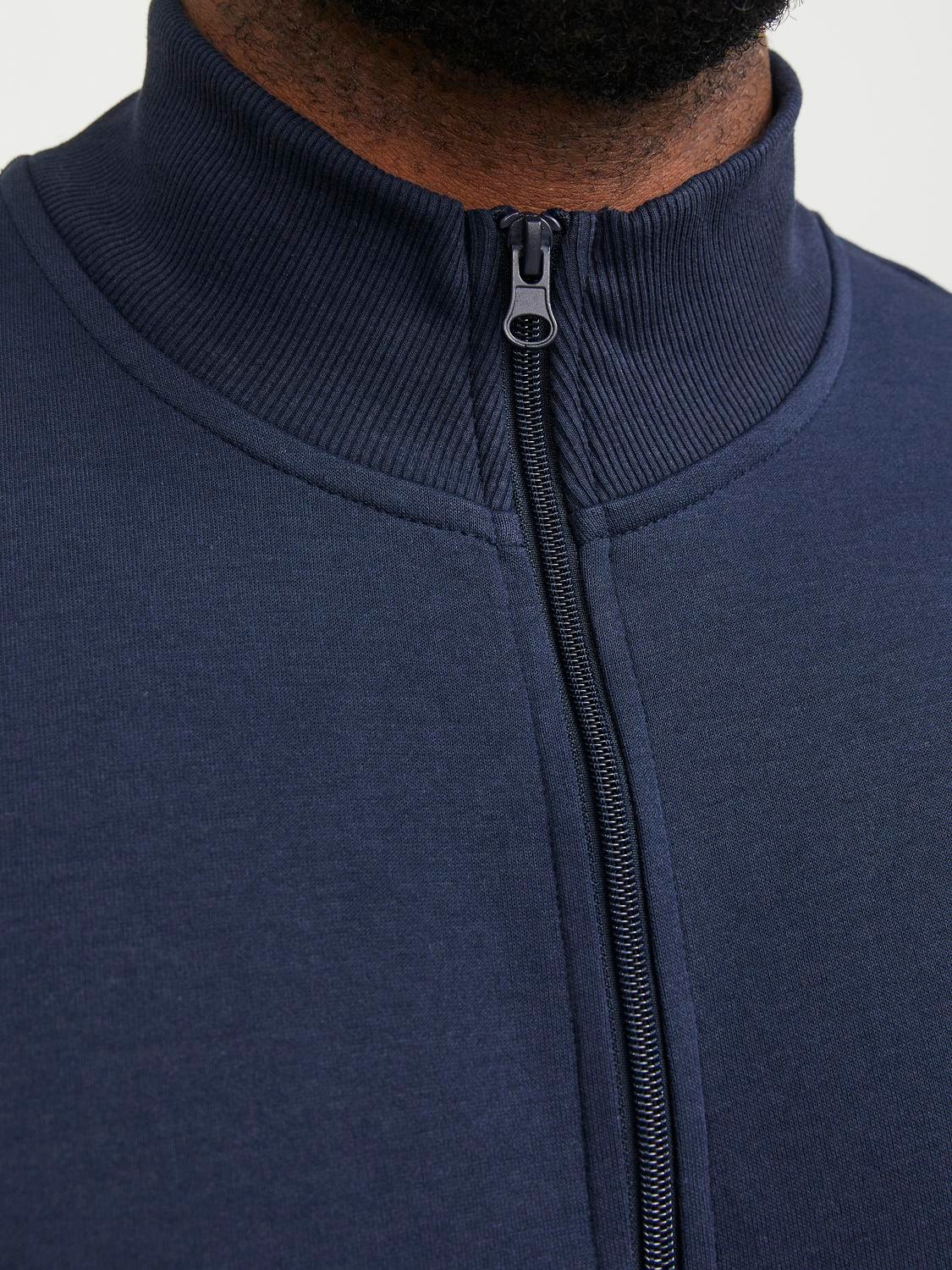 Jack & Jones Plus Size Ensfarvet Sweatshirt med lynlås -Navy Blazer - 12253745