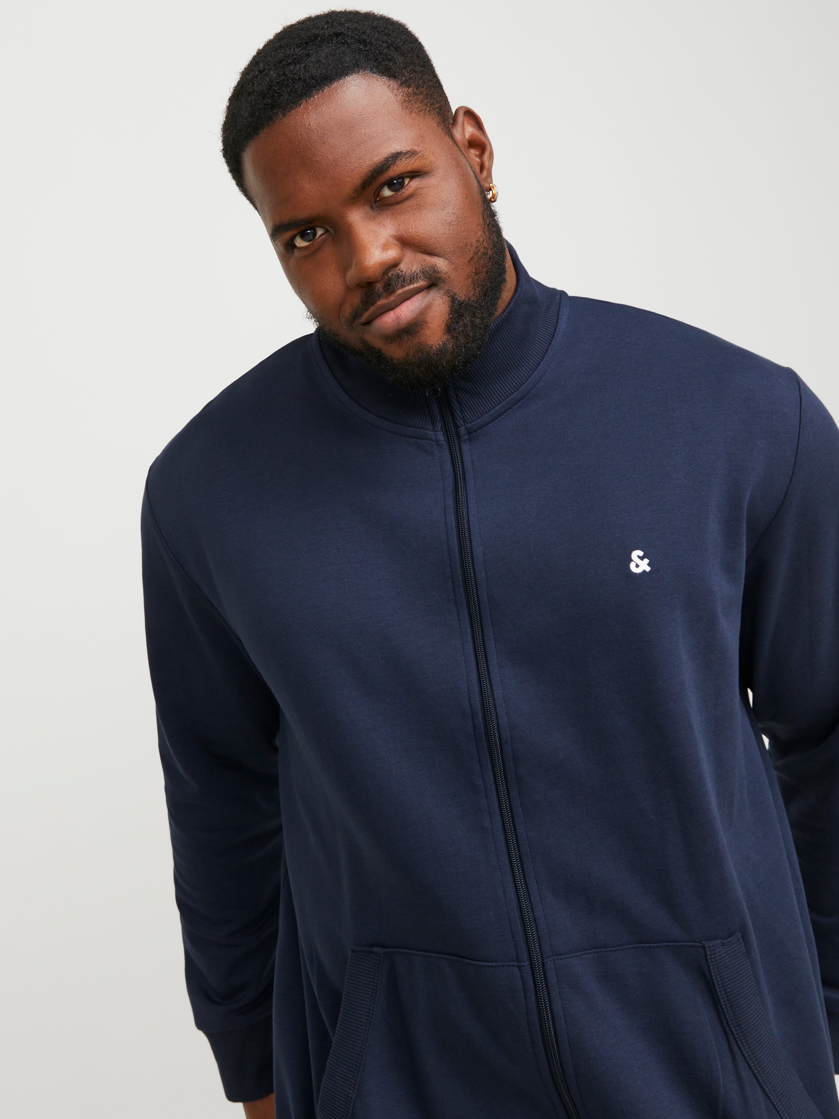 Jack & Jones Plus Size Plain Zip Sweatshirt - 12253745