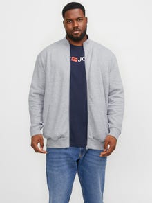 Jack & Jones Plus Size Effen Sweatshirt met rits -Light Grey Melange - 12253745
