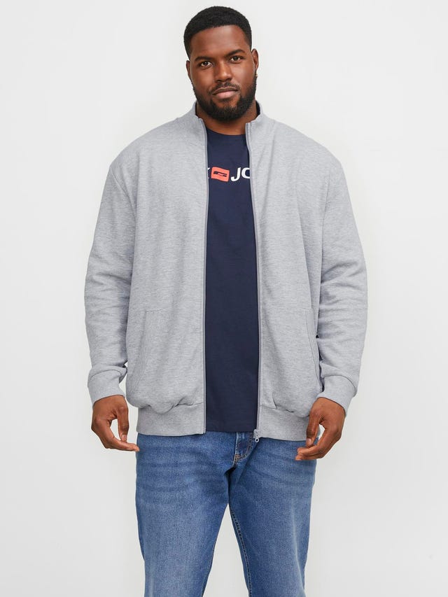 Jack & Jones Plus Size Plain Zip Sweatshirt - 12253745