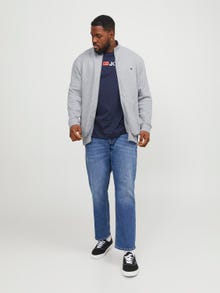 Jack & Jones Plus Size Plain Zip Sweatshirt -Light Grey Melange - 12253745