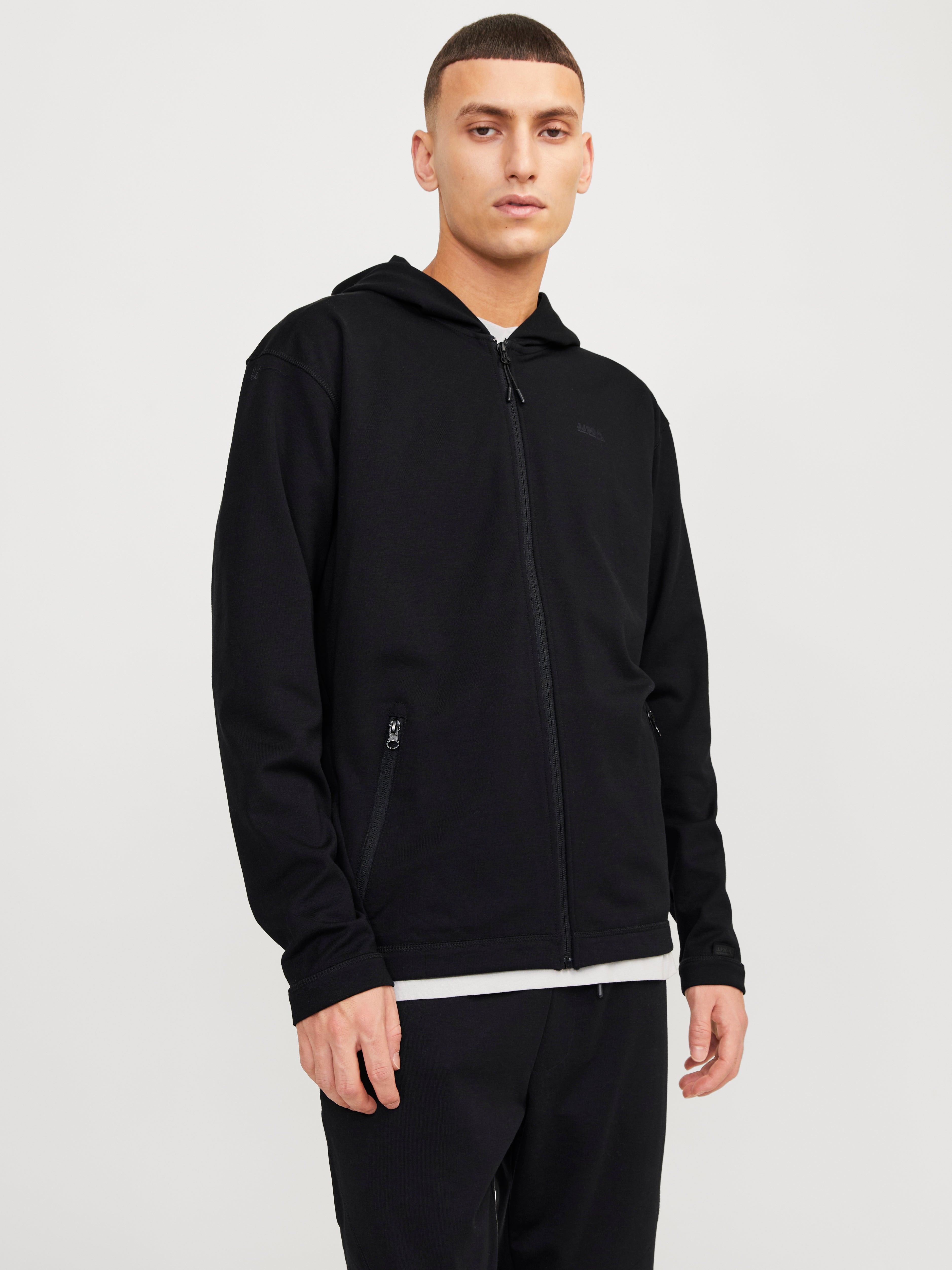 Plain Zip Hoodie | Black | Jack & Jones® Plain Zip Hoodie | Black | Jack & Jones®